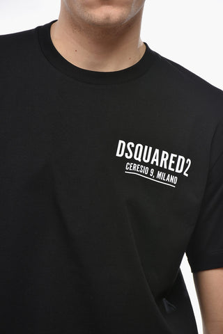 T-Shirt Girocollo in Tinta Unita con Logo a Contrasto