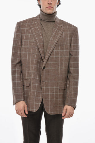 Wool-Blend Single-Breasted Blazer MANTUA with Check Pattern