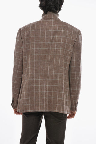 Wool-Blend Single-Breasted Blazer MANTUA with Check Pattern
