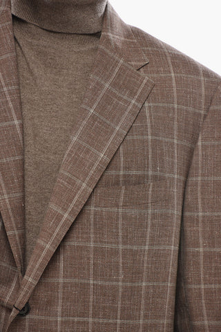 Wool-Blend Single-Breasted Blazer MANTUA with Check Pattern