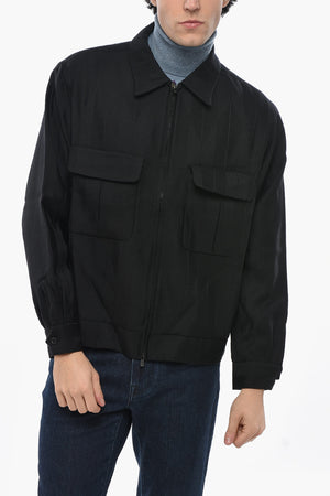 Overshirt in Lana con Doppio Taschino e Chiusura Zip