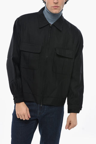 Overshirt in Lana con Doppio Taschino e Chiusura Zip