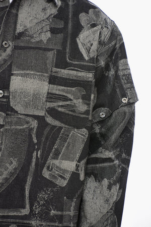 Jacquard-Overshirt mit Logoknöpfen