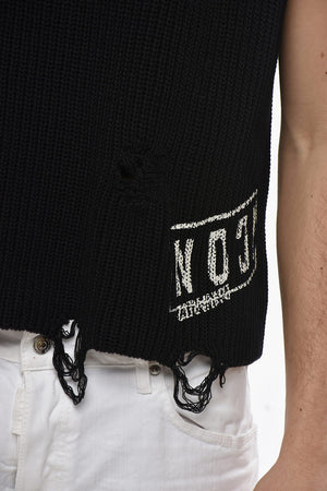 Distressed Cotton Sleeveless Top