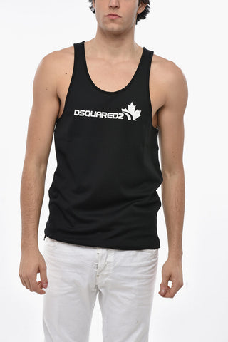 Cotton-Blend Tank Top with Printed Logo