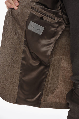 Giacca a 2 Bottoni in Lana Vergine a Motivo Herringbone