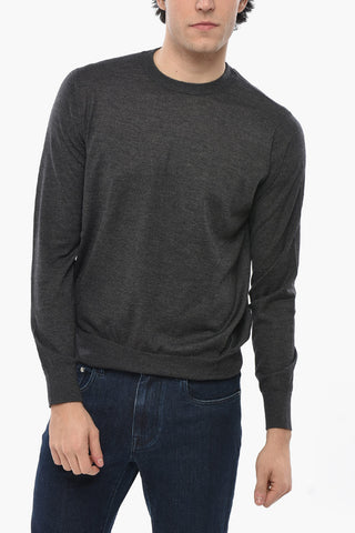 Solid-Color Cashmere-Silk Crewneck Sweater