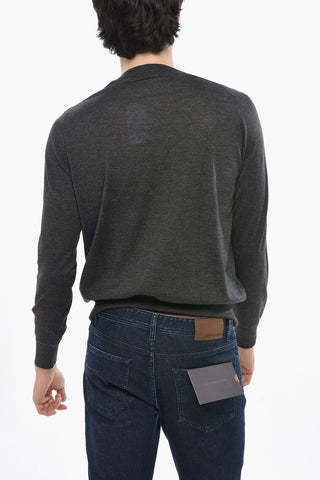 Solid-Color Cashmere-Silk Crewneck Sweater