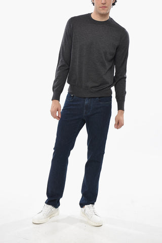 Solid-Color Cashmere-Silk Crewneck Sweater