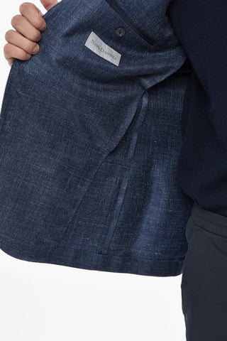 Halbgefütterter Blazer aus Seidenmischung mit aufgesetzten Taschen