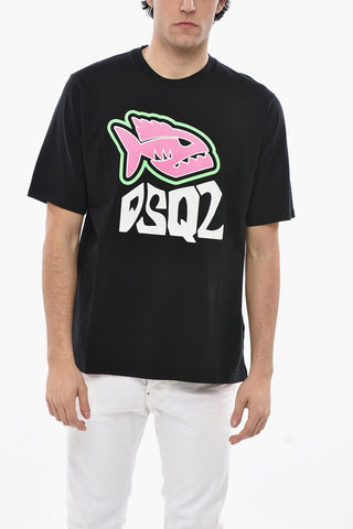 T-Shirt Girocollo SHARK in Cotone con Stampa Frontale
