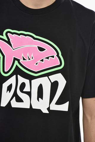 T-Shirt Girocollo SHARK in Cotone con Stampa Frontale