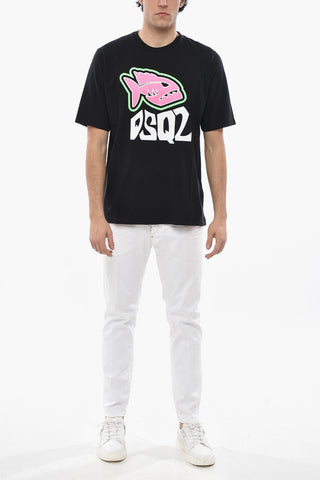 T-Shirt Girocollo SHARK in Cotone con Stampa Frontale