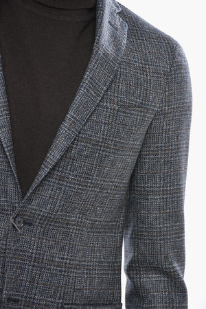 Blazer in Lana Vergine con Motivo District Check