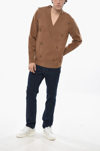 Wool-Blend V-Neck Sweater