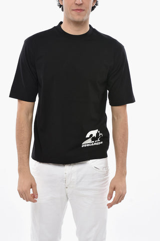 T-Shirt mit Rundhalsausschnitt aus Baumwolle mit aufgedrucktem Logo