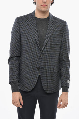 Checked Two-Button Virgin Wool Jacket with Flap Pocket