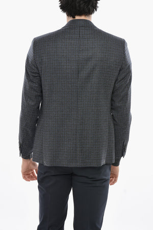 Checked Two-Button Virgin Wool Jacket with Flap Pocket