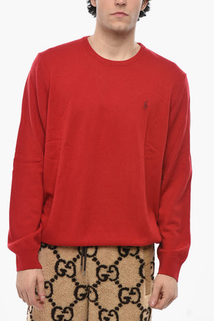 Wool Crewneck Sweater with Embroidered Logo