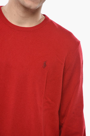 Wool Crewneck Sweater with Embroidered Logo