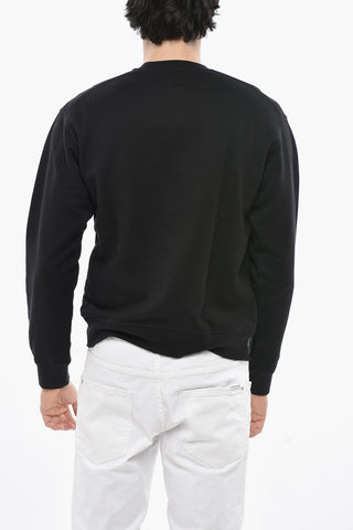 Rundhals-Sweatshirt aus angerauter Baumwolle mit strukturierter Bedruckung