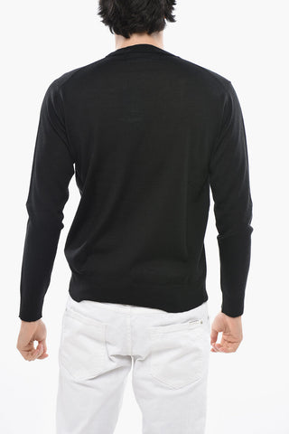 Crewneck NEWSPAPER Mixed Wool Sweater with Print