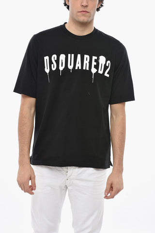 T-Shirt Girocollo in Cotone con Logo Stampato