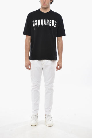 T-Shirt Girocollo in Cotone con Logo Stampato