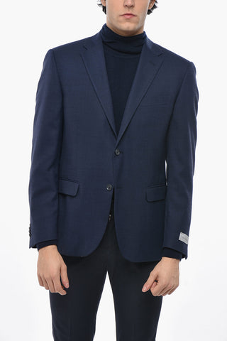 Virgin Wool-Blend Jacket with Two Vents and Classic Lapel
