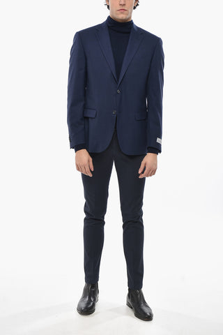 Virgin Wool-Blend Jacket with Two Vents and Classic Lapel