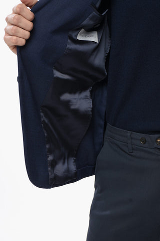 Virgin Wool-Blend Jacket with Two Vents and Classic Lapel