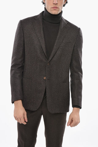 Blazer 2 Bottoni in Lana Vergine con Tasche a Toppa