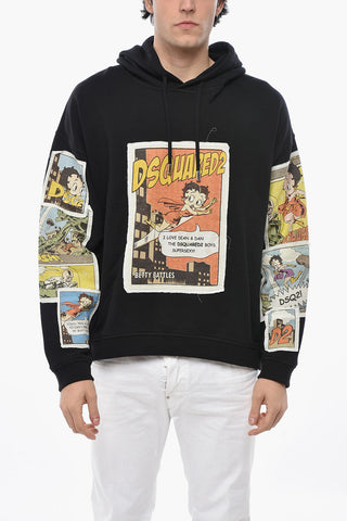 Brushed Cotton COMIC Hoodie with Printed Patches