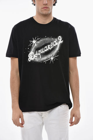 Rundhals-T-Shirt aus Baumwolle mit aufgedrucktem Logo