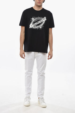 T-Shirt Girocollo in Cotone con Logo Stampato