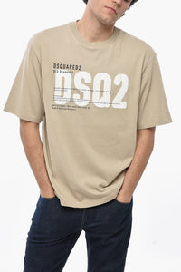 T-Shirt Girocollo In Cotone con Monogram In Rilievo
