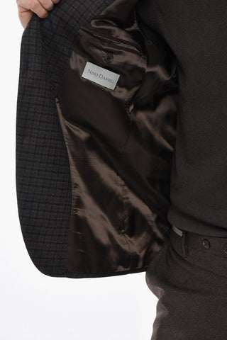Checked Two-Button Virgin Wool Jacket with Flap Pocket