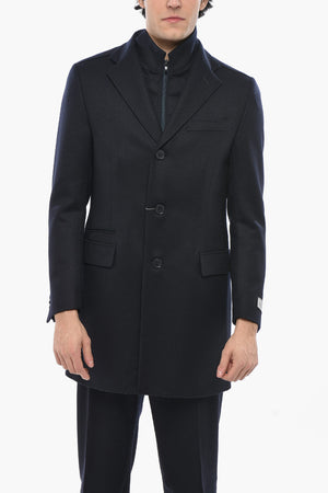 Virgin Wool Coat with Removable Chest Piece