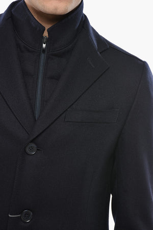 Virgin Wool Coat with Removable Chest Piece