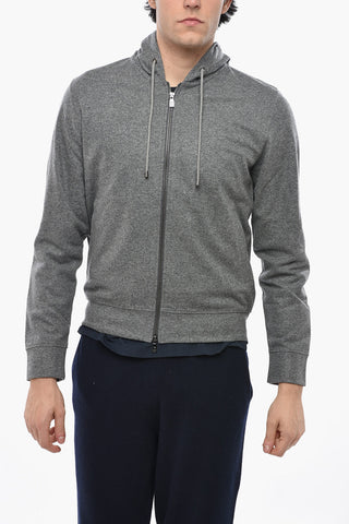 Virgin Wool Hoodie With Full Front Zip