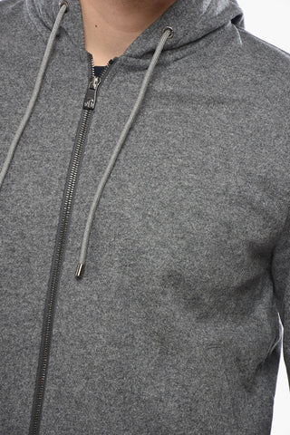 Virgin Wool Hoodie With Full Front Zip