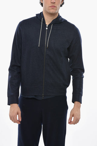 Virgin-Wool Hoodie with Full Front Zip