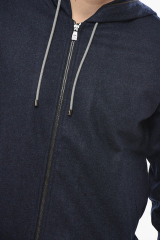 Virgin-Wool Hoodie with Full Front Zip