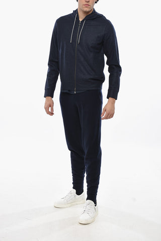 Virgin-Wool Hoodie with Full Front Zip