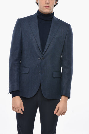 Blazer in Misto Lino Herringbone con Rever Classico