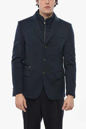 Cotton-Blend Quilted Blazer with Removable Chest Piece