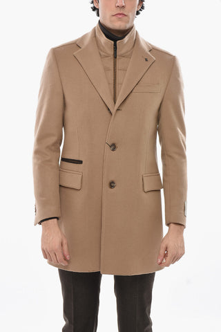 CC COLLECTION Unifarbener Mantel aus Schurwolle mit abnehmbarem Brustteil