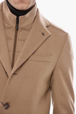 CC COLLECTION Unifarbener Mantel aus Schurwolle mit abnehmbarem Brustteil