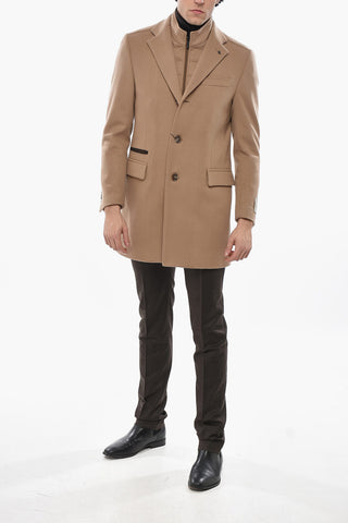 CC COLLECTION Unifarbener Mantel aus Schurwolle mit abnehmbarem Brustteil