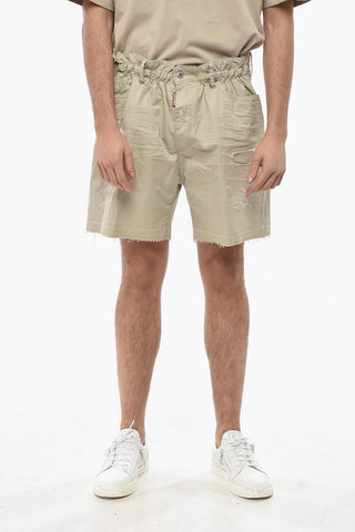 Shorts in Cotone Effetto Distressed